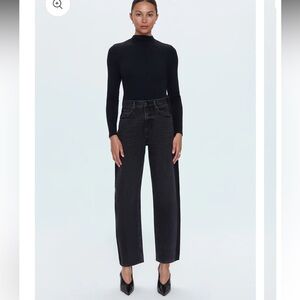 NWT  Pistola WES HIGH RISE BARREL JEAN denim CINEMA black washed tuxedo stripe